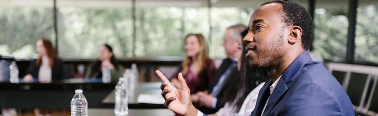 image of councillor in a meeting